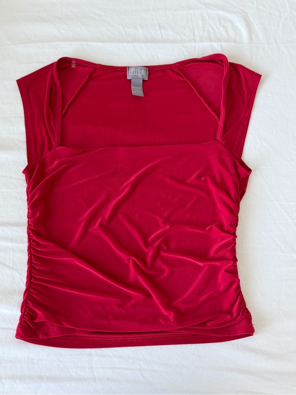 Tilly’s Red Cap-Sleeve Ruched Women's Top